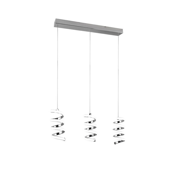 Design hanglamp spiraal 3-lichts - LED - dimbaar - 150 cm hoog - chroom