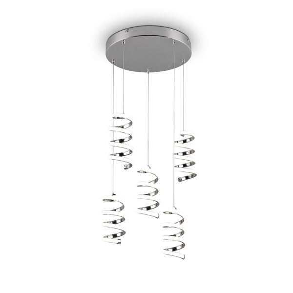 Design hanglamp spiraal 5-lichts - LED - dimbaar - 150 cm hoog - chroom