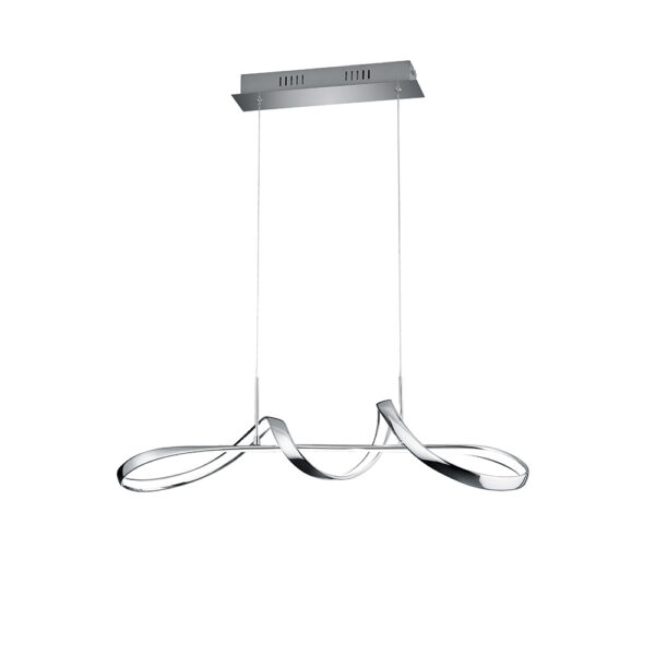 Design hanglamp met golvend lichtelement -  LED - dimbaar - 150 cm hoog - chroom