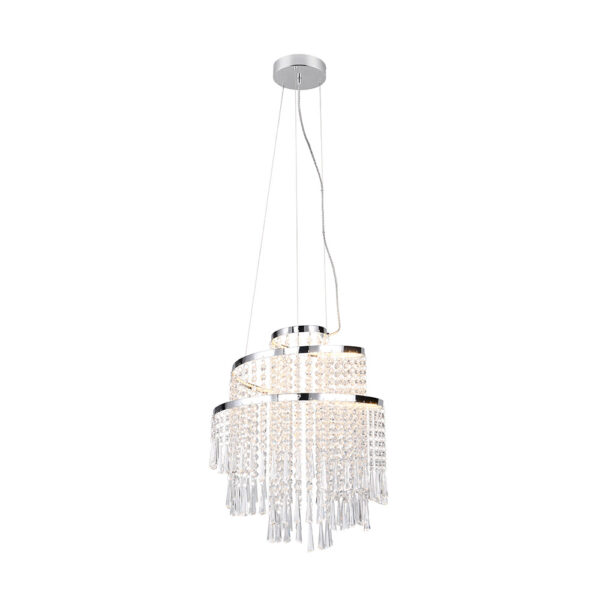 Hanglamp met kristallook - met afstandsbediening -  LED - dimbaar - 150 cm hoog - chroom