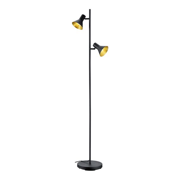 Vloerlamp met dubbele spot - E14 - verstelbaar - 144 cm hoog - zwart