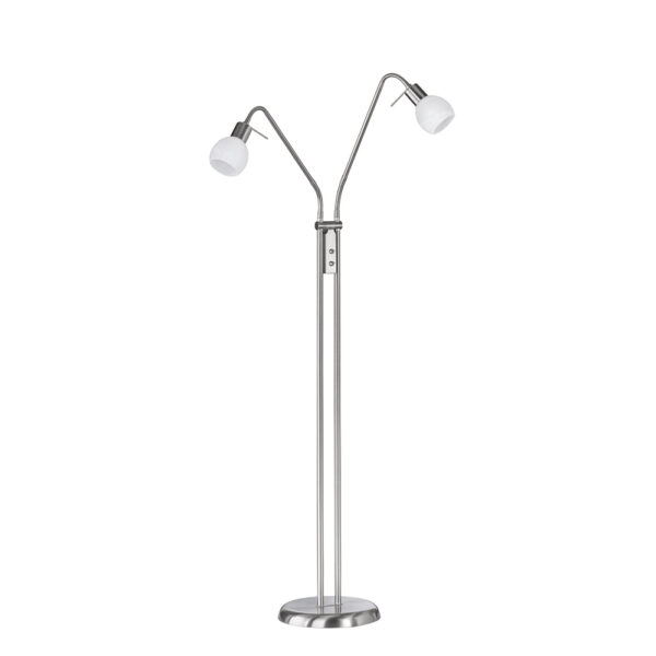 Design vloerlamp met dubbele leesarm - E14 - 125 cm hoog - nikkel