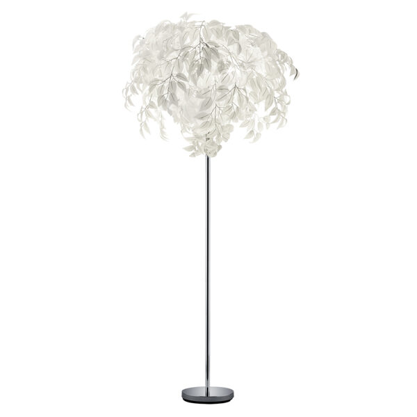 Vloerlamp met decoratief bladdesign - E14 -180 cm hoog - wit chroom
