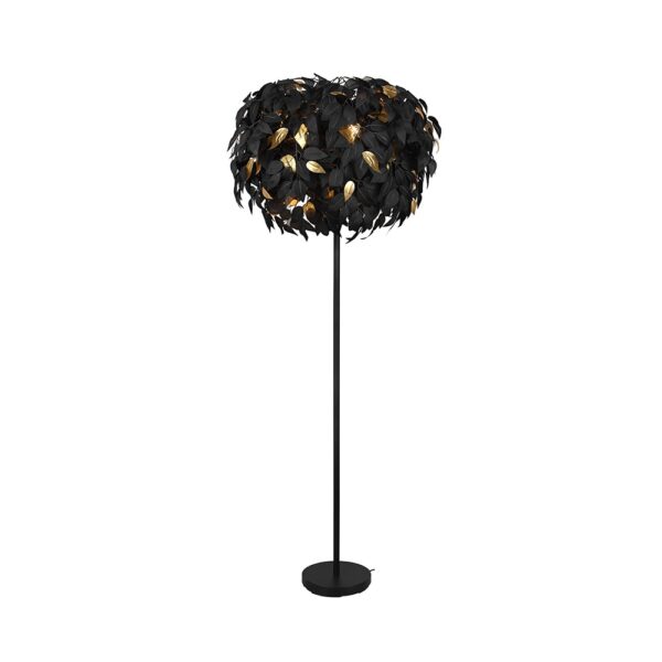 Botanische vloerlamp met bladdecoratie - E14 - 180 cm hoog - zwart