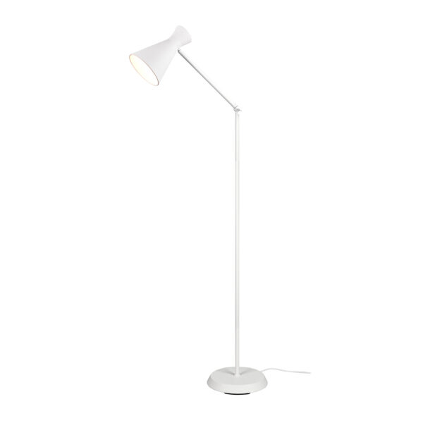 Industriële vloerlamp met verstelbare kap - E27 fitting - 150 cm hoog - wit