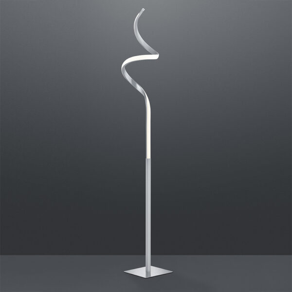 Design vloerlamp golvend - LED - dimbaar - 145 cm hoog - mat nikkel