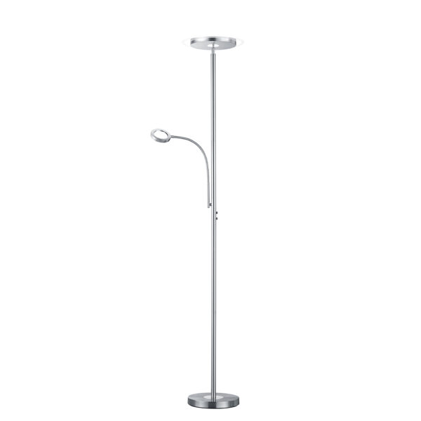 Moderne vloerlamp met leesarm - LED - dimbaar - 182 cm hoog - nikkel