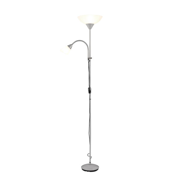Vloerlamp met leeslamp - E27 fitting - 180cm hoog - titanium