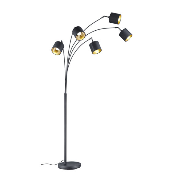 Moderne vloerlamp met vijf verstelbare kappen - E14 - 200 cm hoog - mat zwart