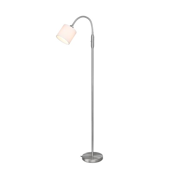 Klassieke vloerlamp met verstelbare arm - E14 fitting - 130 cm hoog - nikkel