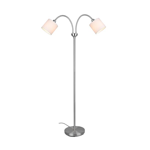 Klassieke vloerlamp met dubbele kap - E14 mat - 130 cm hoog - nikkel met goud