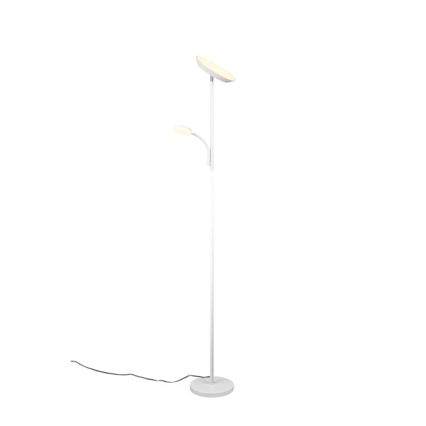 Vloerlamp met leeslamp - LED - dimbaar - 178 cm hoog - wit