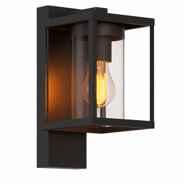 Buitenlamp met schemersensor - 19x13x27cm - E27 - zwart