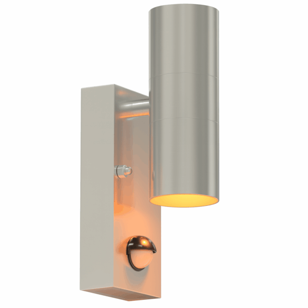 Buitenlamp met bewegingssensor - 11x7x22cm - GU10 fitting - zilver