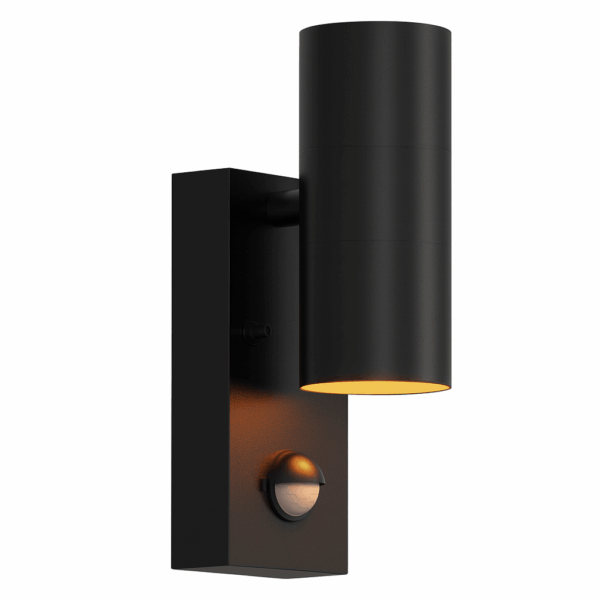Buitenlamp met bewegingssensor - 11x7x22cm - GU10 fitting - zwart