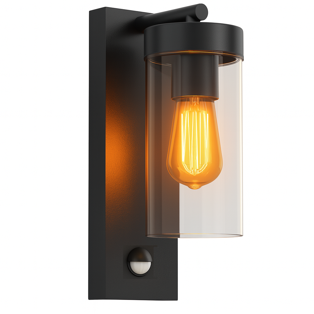 Buitenlamp met bewegingssensor - 15x9x26cm - E27 fitting - zwart