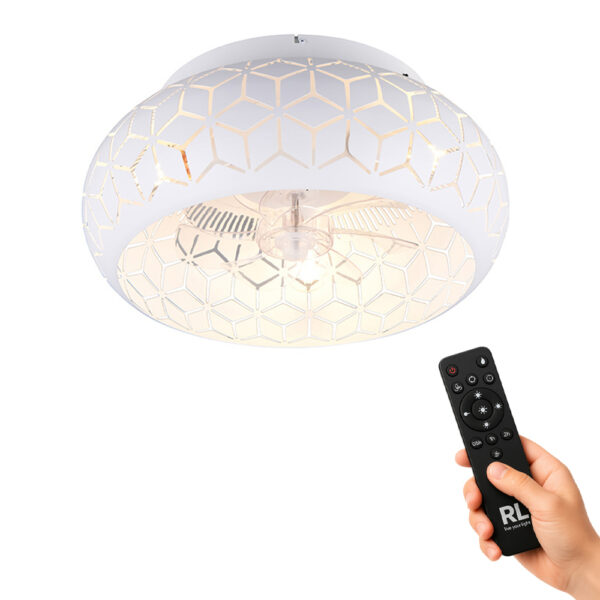 Design plafondventilator - E27 - dimbaar - met afstandsbediening - wit