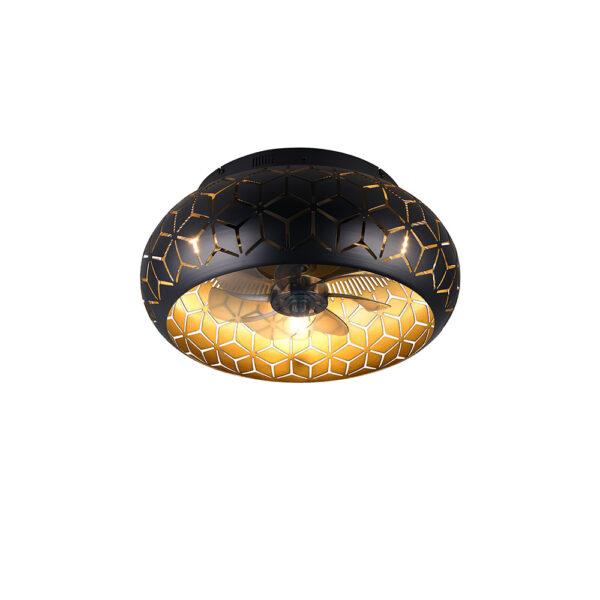 Design plafondventilator - E27 - dimbaar - met afstandsbediening - zwart goud