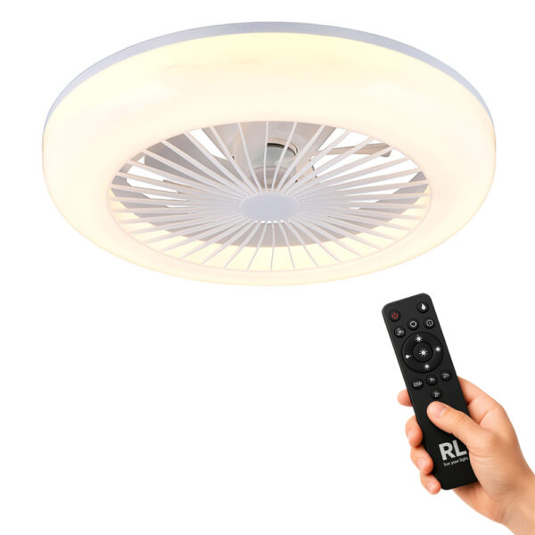 Plafondventilator met lamp - LED - dimbaar - met afstandsbediening - wit