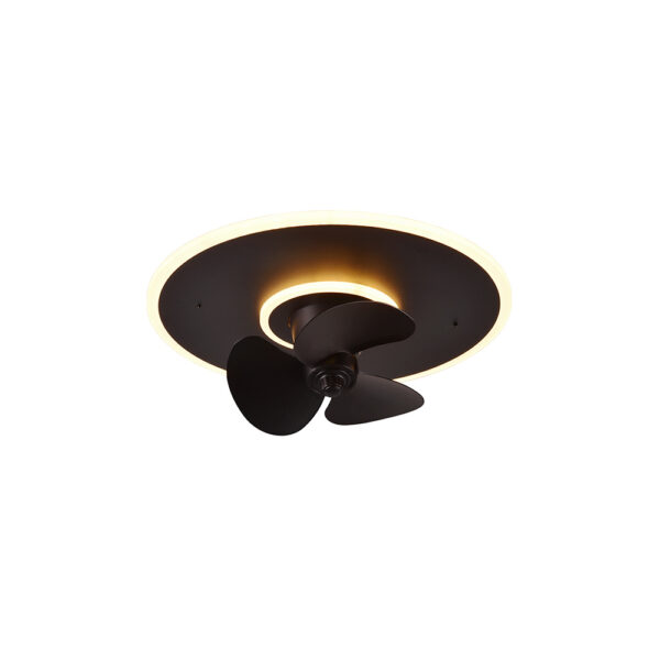 Plafondventilator met ringvormige verlichting - LED - dimbaar- met afstandsbediening - zwart