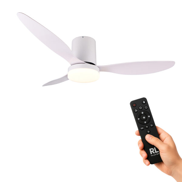Plafondventilator - LED - dimbaar - met afstandsbediening - wit
