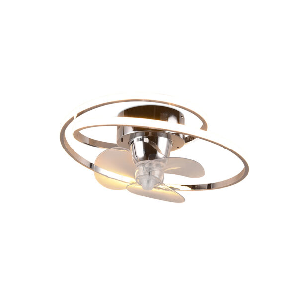 Design plafondventilator - LED - dimbaar - met afstandsbediening - chroom
