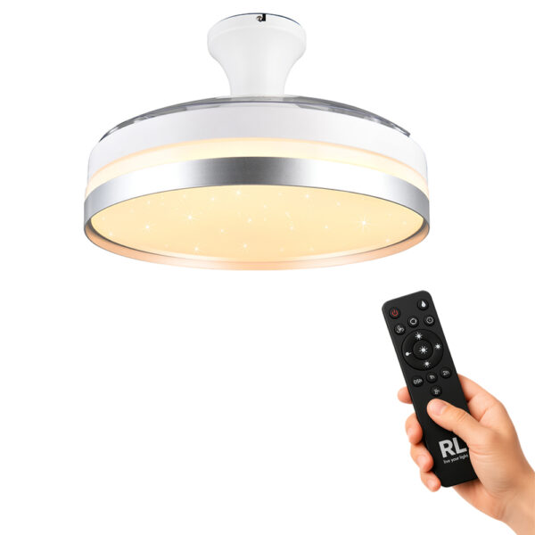 Plafondventilator met uitklapbare bladen - LED - sterreneffect - met afstandsbediening - wit
