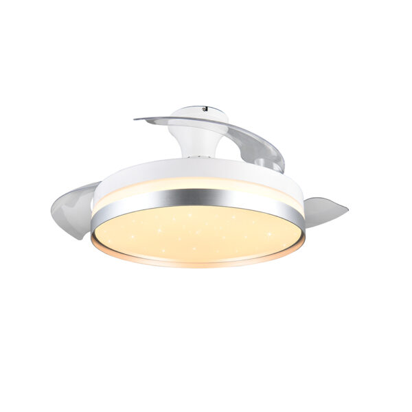 Plafondventilator met uitklapbare bladen - LED - sterreneffect - met afstandsbediening - wit