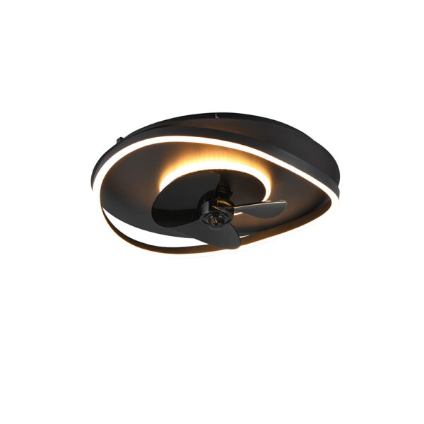 Moderne plafondventilator gebogen design -  LED - dimbaar- met afstandsbediening - mat zwart
